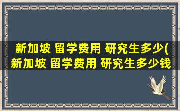 新加坡 留学费用 研究生多少(新加坡 留学费用 研究生多少钱)